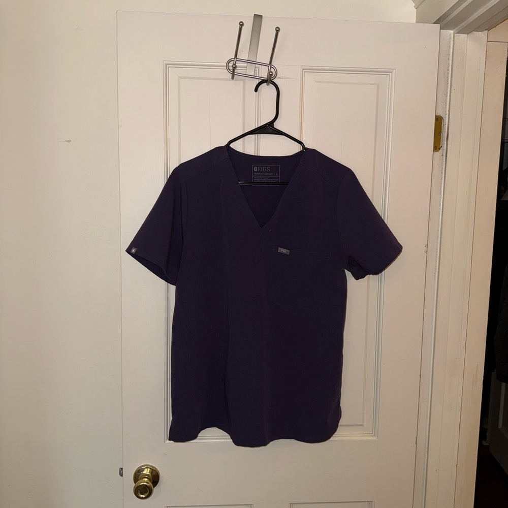 Figs Purple V-Neck Shirt and Joggers Bottoms